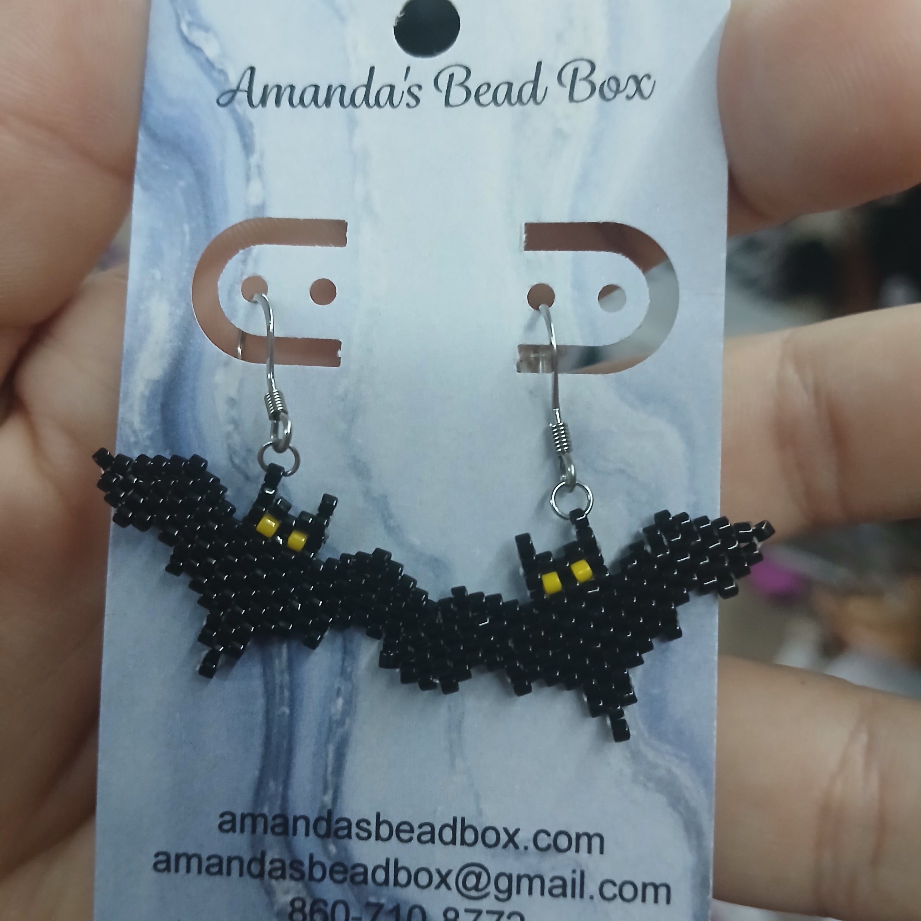 BEADED BAT EARRINGS