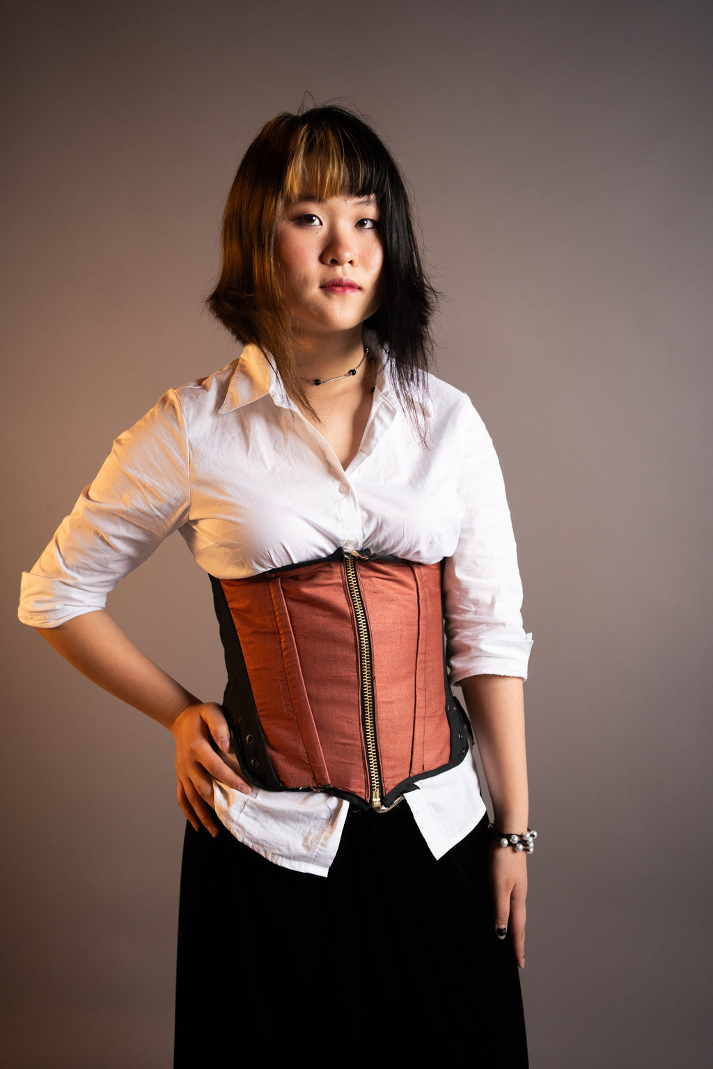 Teracotta Front  Underbust corset