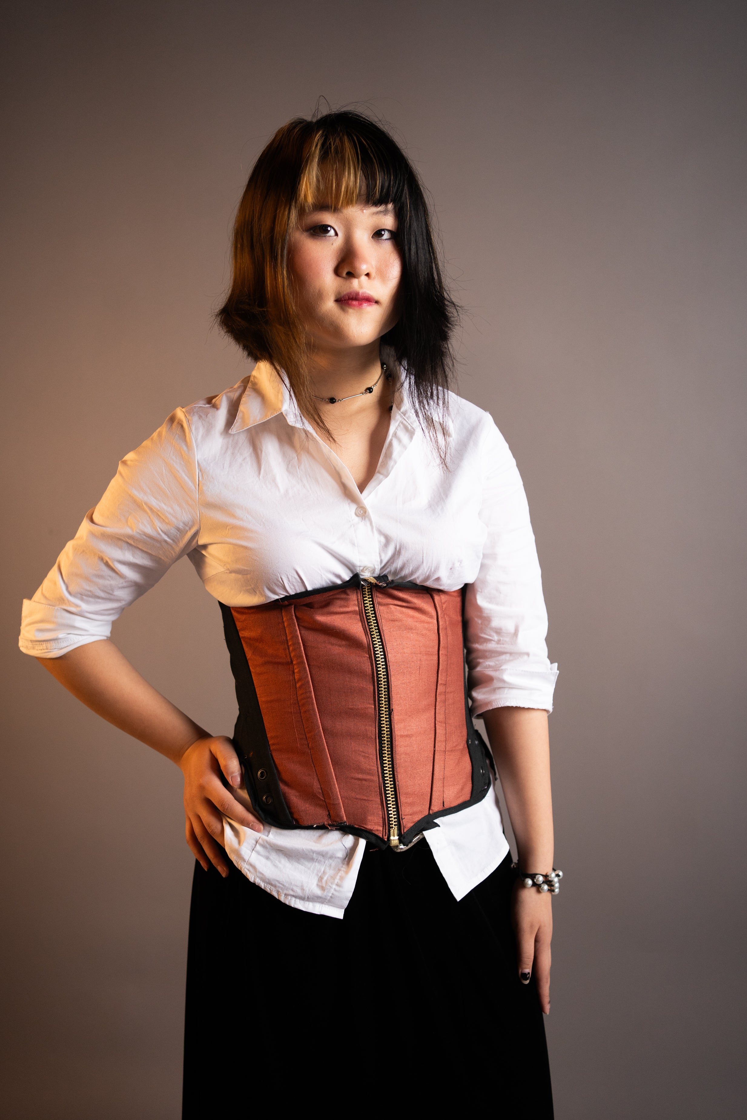 Teracotta Front  Underbust corset