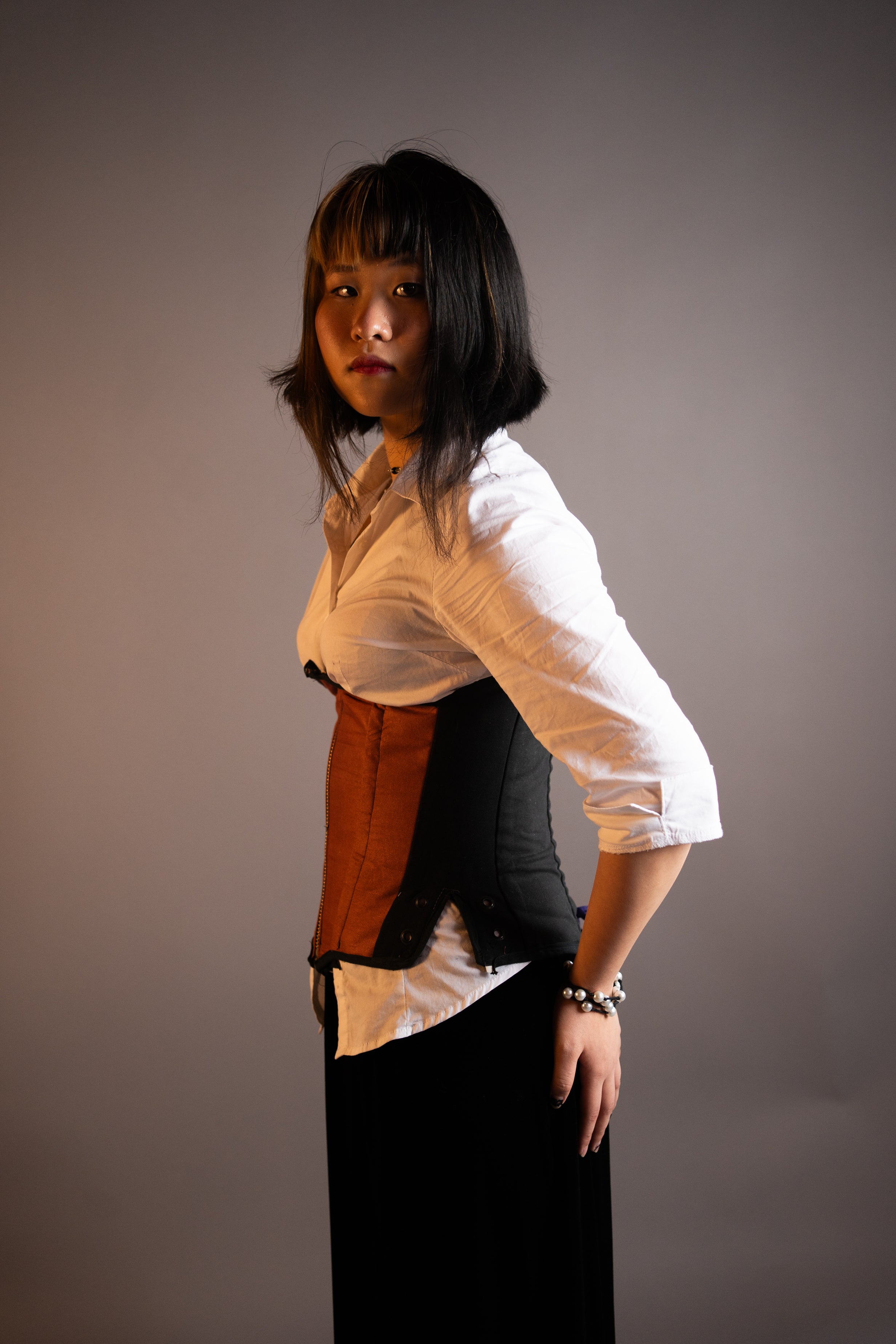 Teracotta Front  Underbust corset