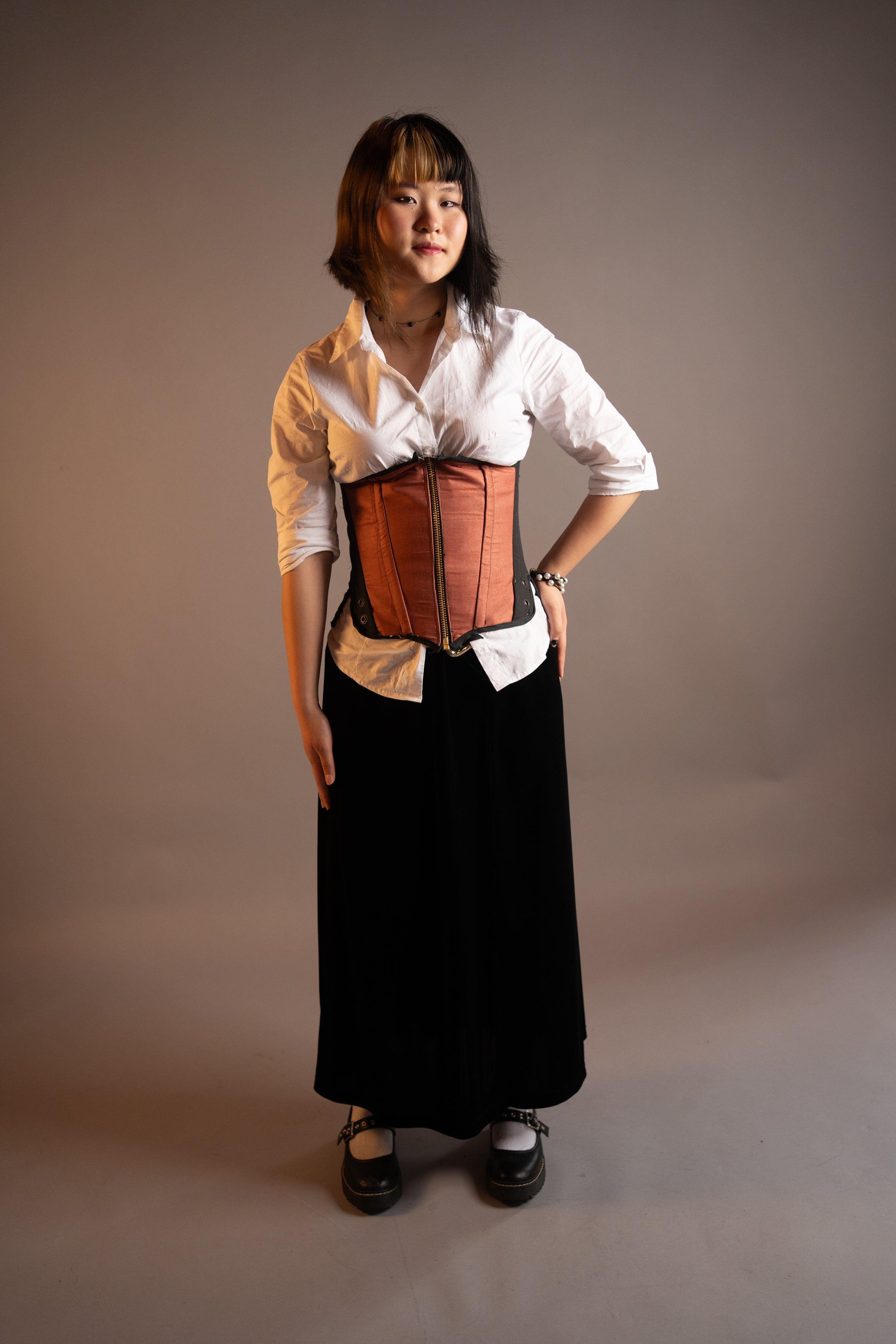 Teracotta Front  Underbust corset