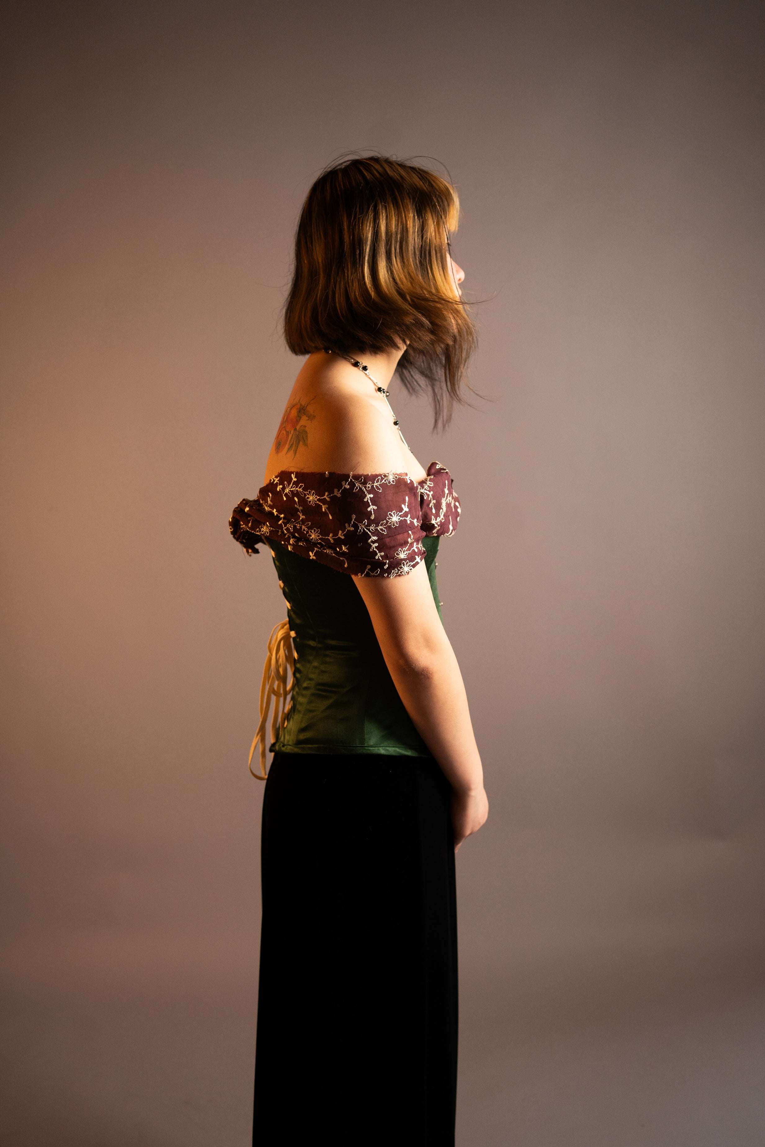 Green Silk overbust Corset