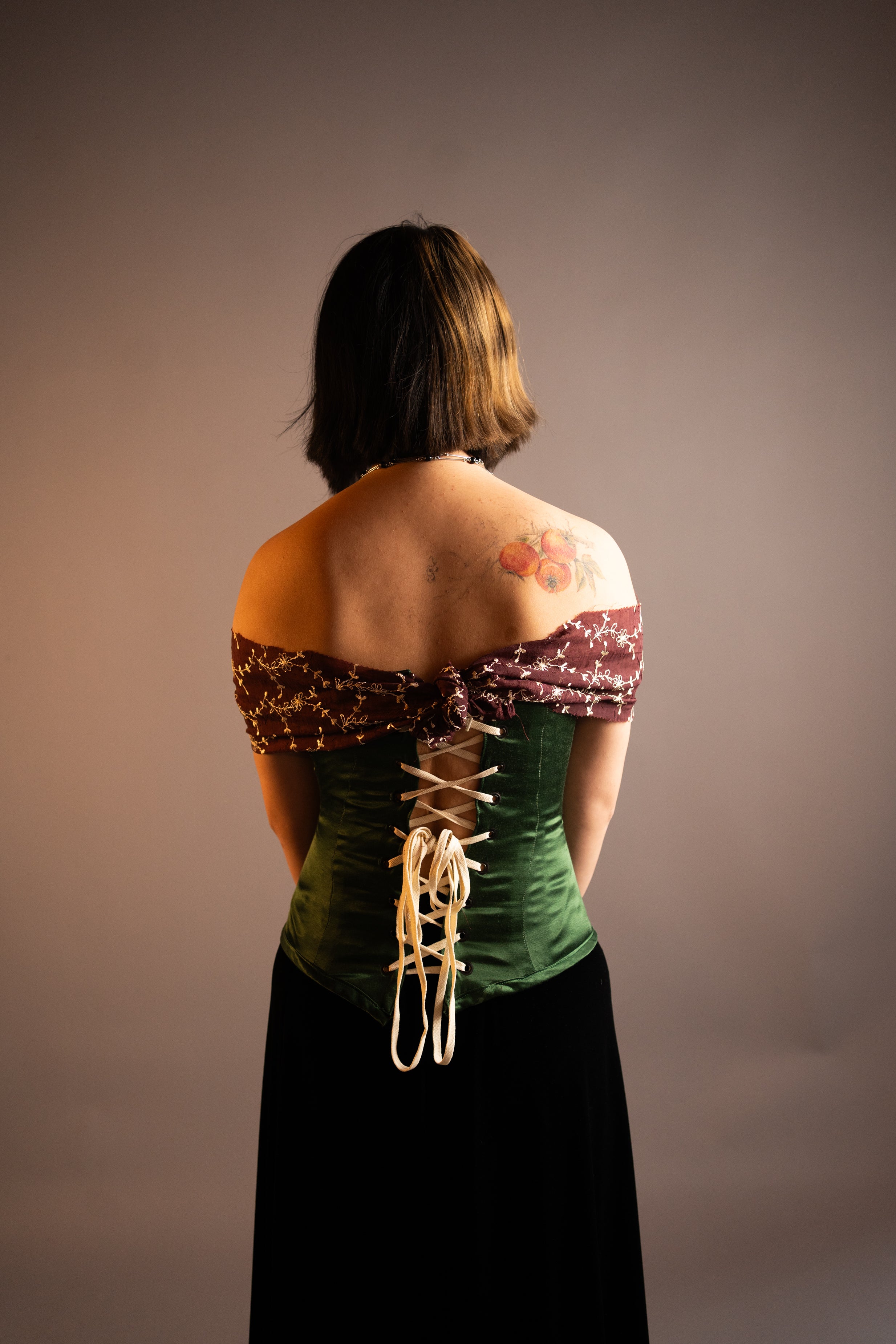 Green Silk overbust Corset