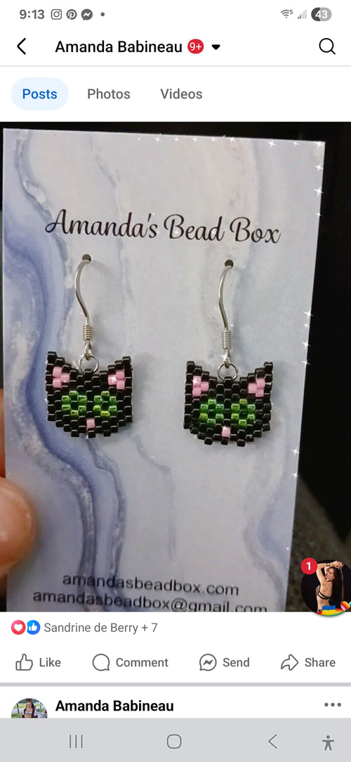 BEADED CAT EARRINGS